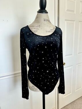 Black Velvet Celestial Long-Sleeve Bodysuit